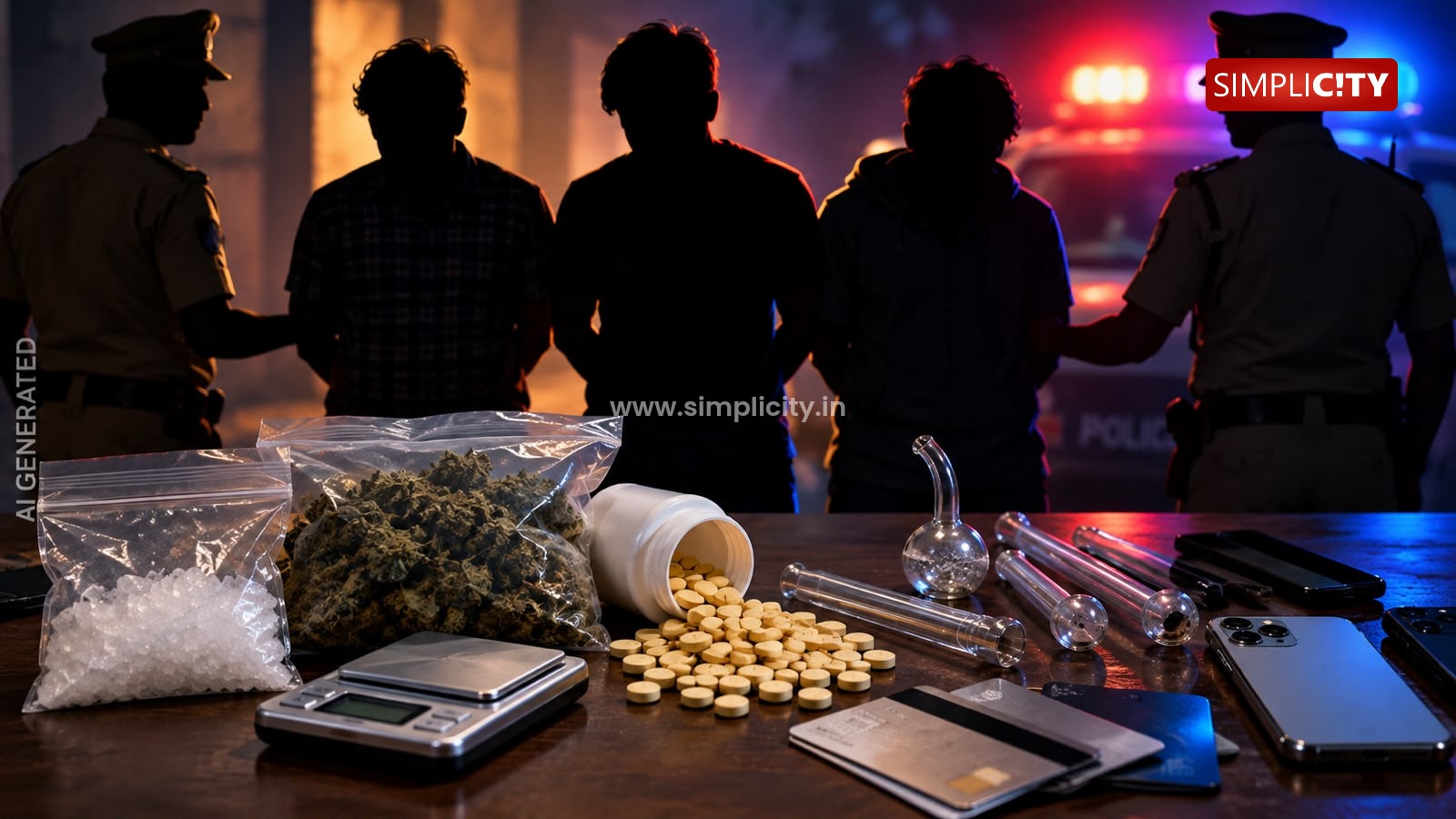 Three Arrested with Methamphetamine, Ganja and 220 Narcotic Tablets in Coimbatore