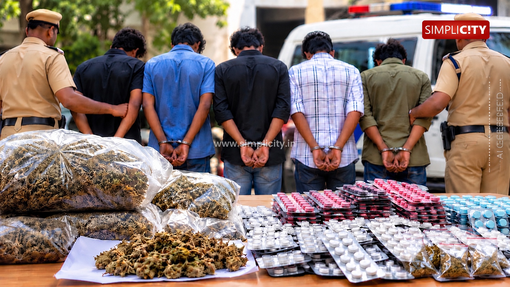 Five Arrested with 2.5 kg of Ganja, 2,980 Intoxicating Tablets in Coimbatore