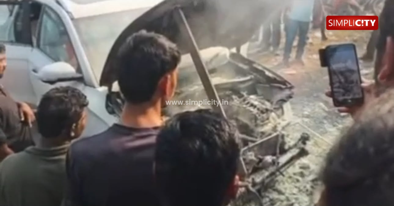 சின்னியம்பாளையத்தில் திடீரென தீப்பிடித்து எரிந்து கார் சேதம்