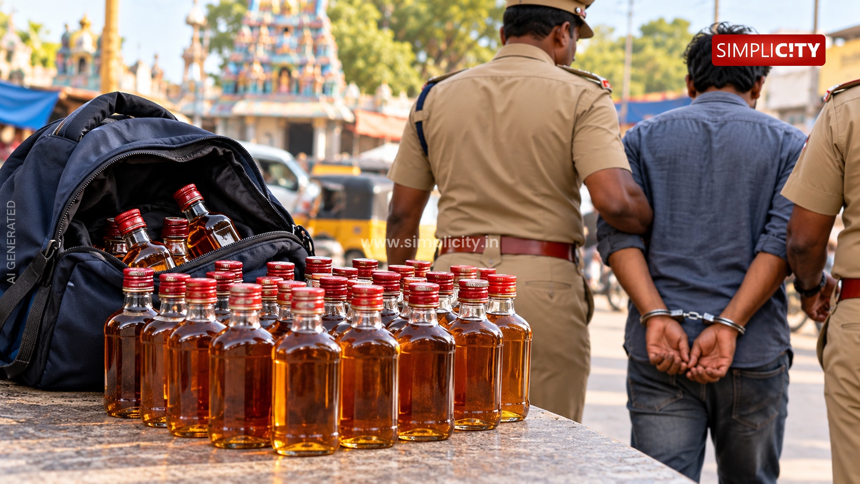 Man Arrested for Illegal Liquor Sale Near Ukkadam; 25 Bottles Seized