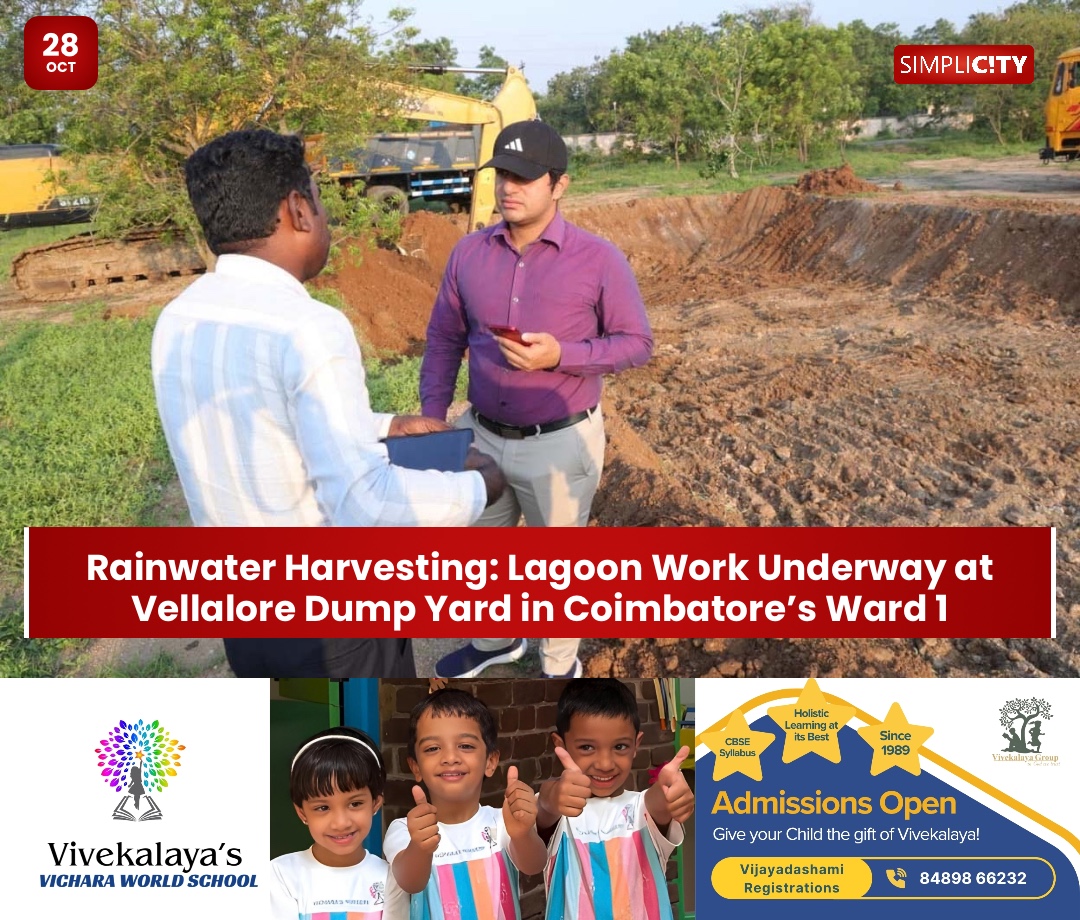 Rainwater Harvesting: Lagoon Work Underway at Vellalore Dump Yard in Coimbatore’s Ward 1 — image 1