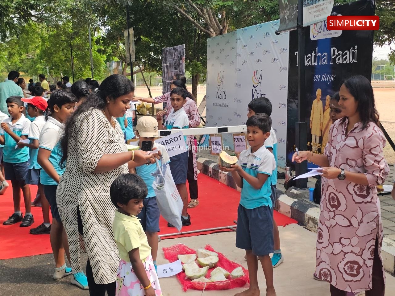 Students of Ksirs School in Coimbatore enthusiastically took part in a children's market event, selling vegetables and greens. — image 5