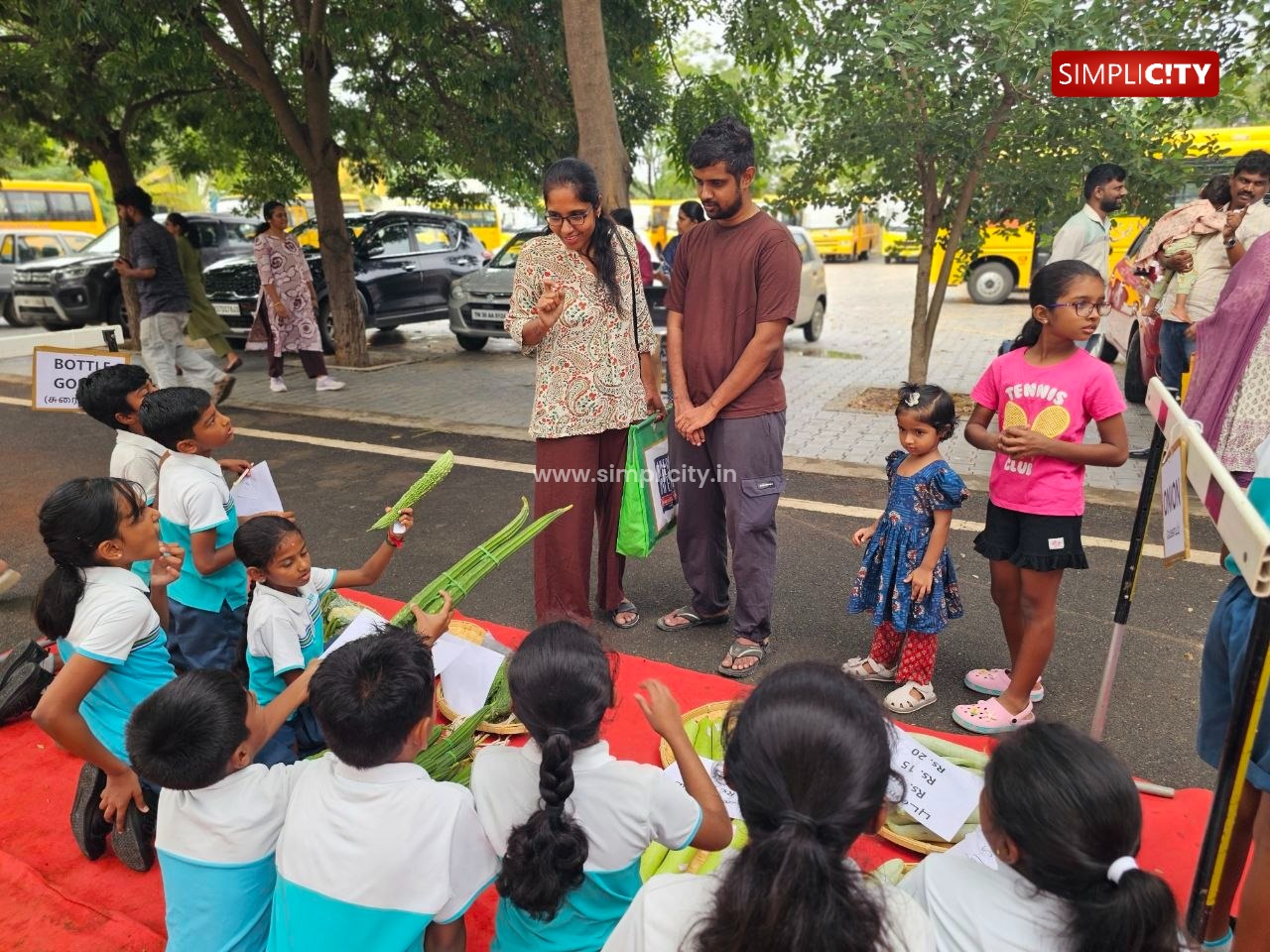 Students of Ksirs School in Coimbatore enthusiastically took part in a children's market event, selling vegetables and greens. — image 2